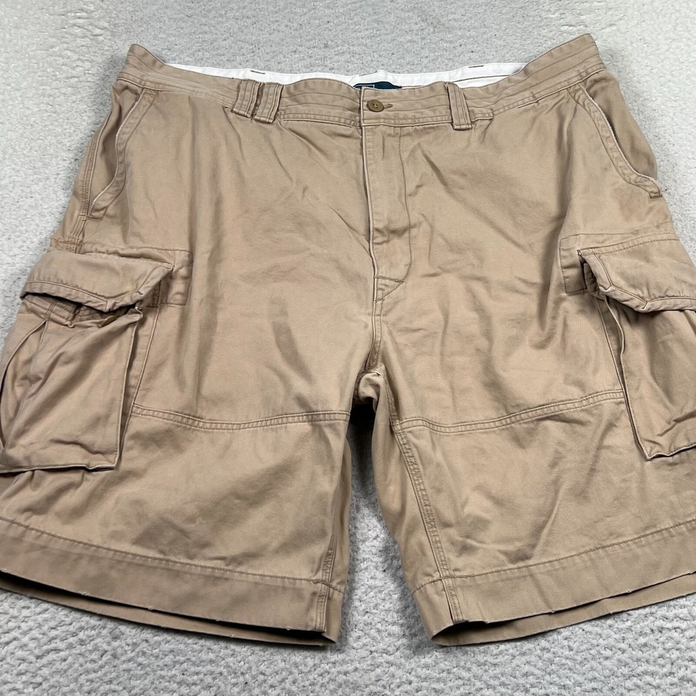VTG Polo Ralph Lauren‎ Cargo Shorts Mens 44B (42) Big Heavy Cotton Utility Beige